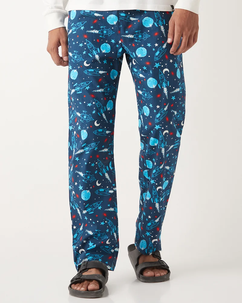 بيواكوف Men's Blue All Over Printed Pyjamas